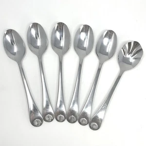 "Juego de 5 cucharaditas brillantes de acero inoxidable Reed & Barton Bayview y 1 cuchara de azúcar 6,25""" - Imagen 1 de 7