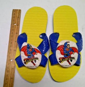 VINTAGE 1970 FLIP FLOP SUPERMAN DC COMICS BOYS SIZE 8 1/2 - Picture 1 of 3