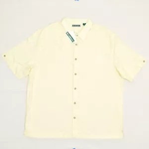 NEW Cubavera Men Button Down Shirt Short Sleeve Linen Blend Yellow Size 2XL - Picture 1 of 8