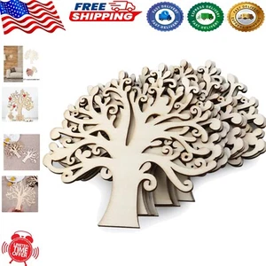 Versatile Wooden Family Tree Shapes - Unfinished 10-Piece Set for Scrapbooking - Picture 1 of 11