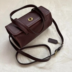 Bolso de Mano Pequeño COACH Geométrico con Rollo Cuero Marrón De Colección EE. UU. C88-9045 - Imagen 1 de 11