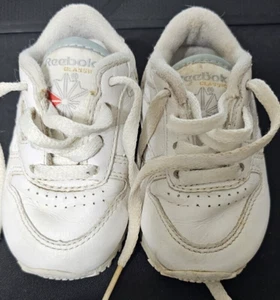 Reebok Classic White Leather Infants Babies Unisex Athletic Sneakers Shoes Sz 2 - Picture 1 of 15