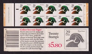 1991 BK174a Wood Duck (2 panes Sc 2484e ) mint complete booklet plate 3333 - Picture 1 of 1