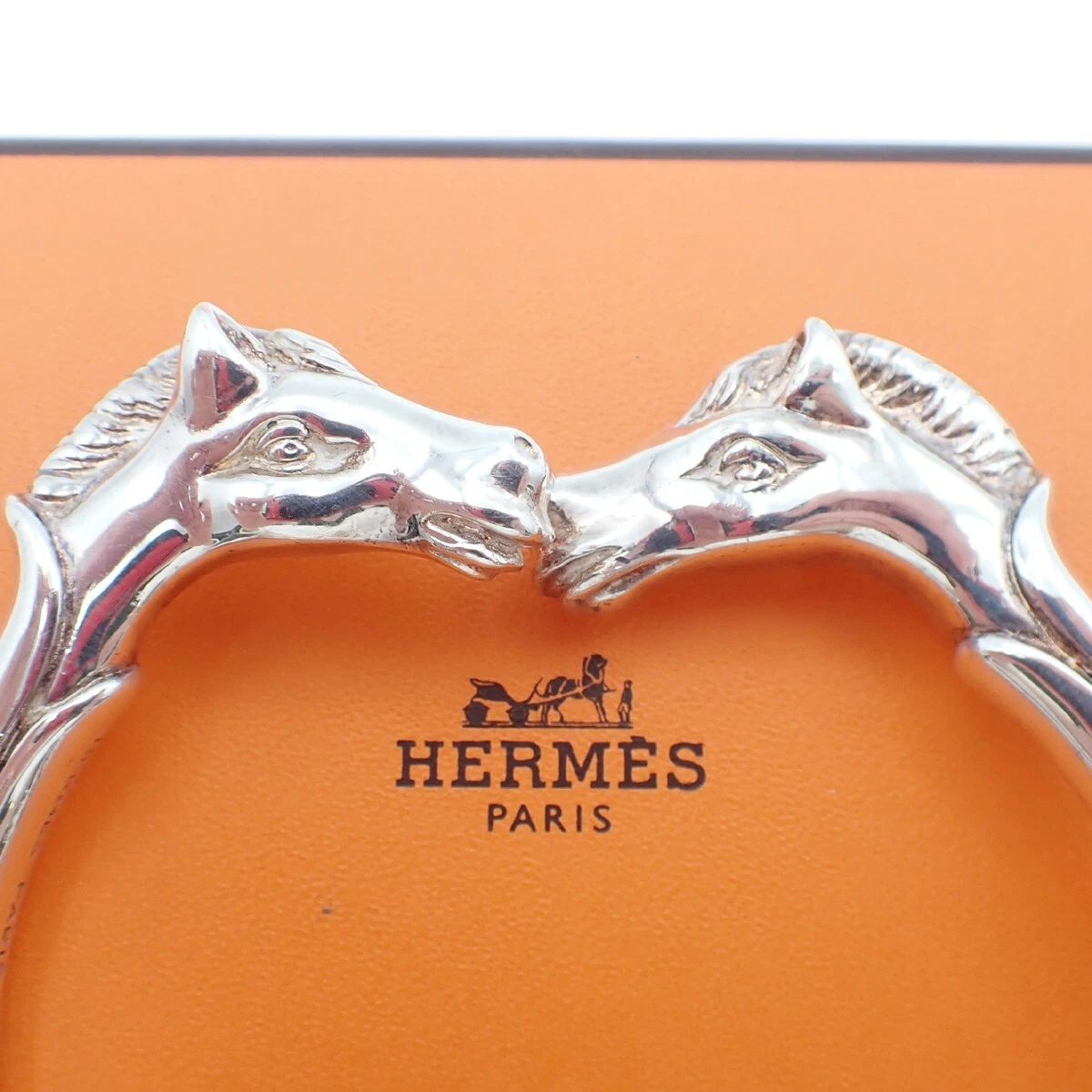 〈最終価格〉Hermes Cheval Double Head Bangle HERMES Logo Cheval Double Horse Head Bangle Bracelet Silver