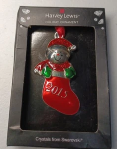 Harvey Lewis 2015 Snowman in Stocking Christmas Ornament Crystal from Swarovski - Picture 1 of 4