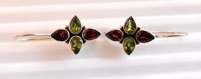 4.20 GM 925 Massives Sterlingsilber Natürlich Multi Schnitt Edelstein Ohrring - Bild 1 von 2