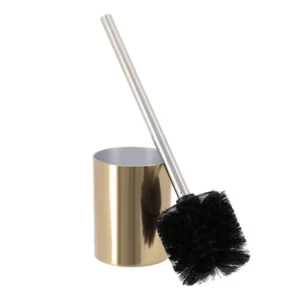 Gold Toilet Brush and Holder Set GOLDEN Brushed Aluminum - Picture 1 of 12
