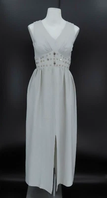 VTG  SILVER LAME  WIGGLE  LONG METALLIC  DRESS sz S - Image 1 of 4