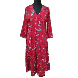 Vestido Hush Liv Botánico Midi Tea Talla 14 Rojo Óxido Estampado Floral Niveles Verano - Imagen 1 de 18