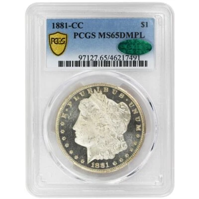 1881-CC $1, Morgan Dollar, PCGS MS65DMPL CAC Rare Coin - Image 1 of 4