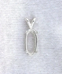 12x6 12mm x 6mm Oval Sterling Silver Gemstone Gem Pendant Prenotched Mounting - Picture 1 of 2