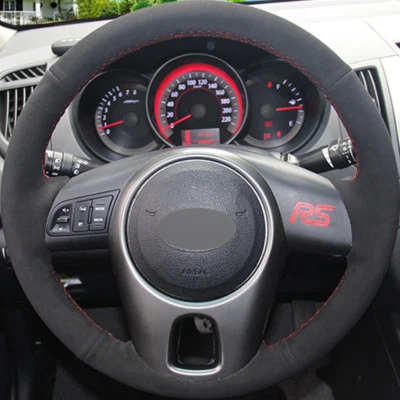 Hágalo usted mismo Cubierta de volante gamuza negra costura a mano para Kia Forte 09-14 Soul 10-13 Foto 1 de 4
