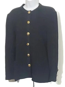 Cárdigan Suéter St. John Dorado Con Botones Santana Tejido Mediano Chaqueta Clásica  - Imagen 1 de 10