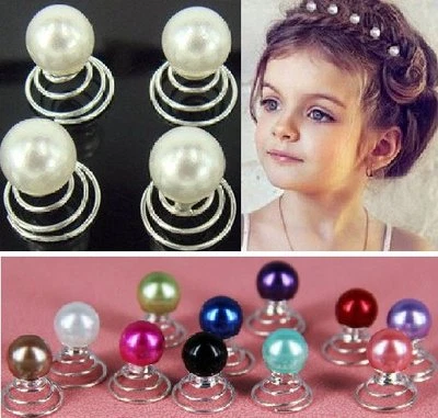 Set 10 Curlies Haarspiralen Perlen Hochzeit Kommunion Haarnadeln Haarschmuck NEU - Bild 1 von 4