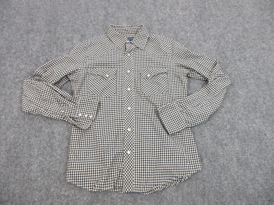 Camisa Ralph Lauren Niños 6 Negro Blanco A Cuadros Botones Preppy Bolsillos a Presión Foto 1 de 4