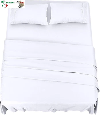 - Set Lenzuola Letto 4 Pezzi 180x200 - Spazzolata Poliestre di Microfibra - Lenz - Immagine 1 di 4