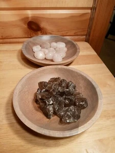 Nate Berkus Mango Wood Bowl 6" W/Decorative Stones Set Of 2 - Picture 1 of 8