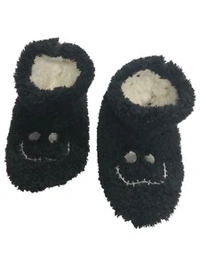 Nightmare Before Christmas Womens Black Sherpa Jack Skellington Slippers S/M - Picture 1 of 2