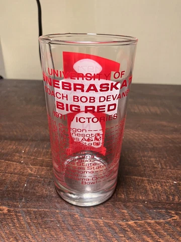 1971 Nebraska Cornhuksers Huskers National Champions Football Glass w/scores Cover