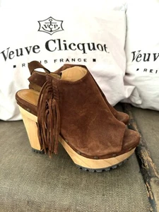 Ralph Lauren Clogs Fransen Nieten Wildleder heels 38 boho raritat - Bild 1 von 10
