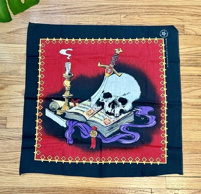 Vintage 80s Skull Snake Dagger Biker Motorcycle Bandana Rockabilly Punk - Image 1 of 4