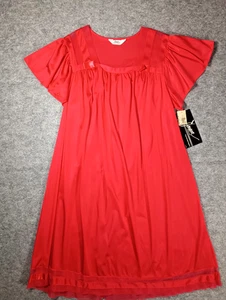 Vintage Red Nightgown Kickernick NWT Made in USA Medium Nylon Satin and Chiffon - Picture 1 of 12