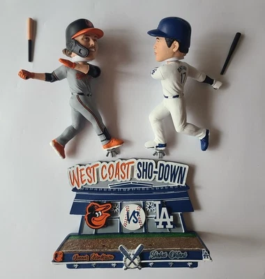 /124 NIB Shohei Ohtani Gunnar Henderson FOCO Sho-Down Dodgers Orioles Bobblehead - Image 1 of 4