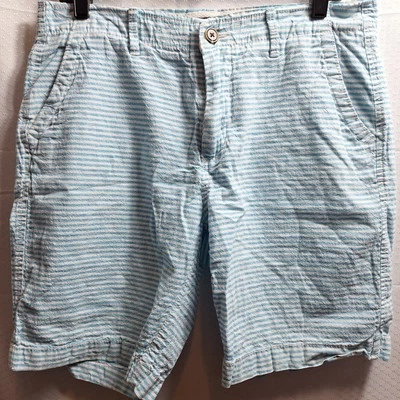 PRINCE & FOX Linen Blend Chino Short Sz 32 Blue White Stripe Coastal Beach Vacay — 第 1/4 张图片