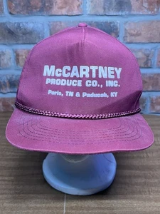 Vintage McCartney Produce Paris Tennessee Paducah Kentucky Maroon Snapback Hat - Picture 1 of 8
