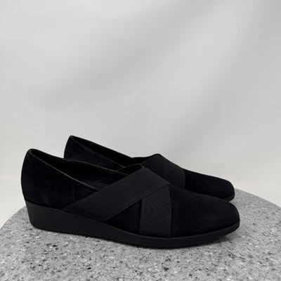 Munro Shoes Womens 9.5 M Jemma Black Suede Leather Wedge Heel Comfort Slip On - Image 1 of 4