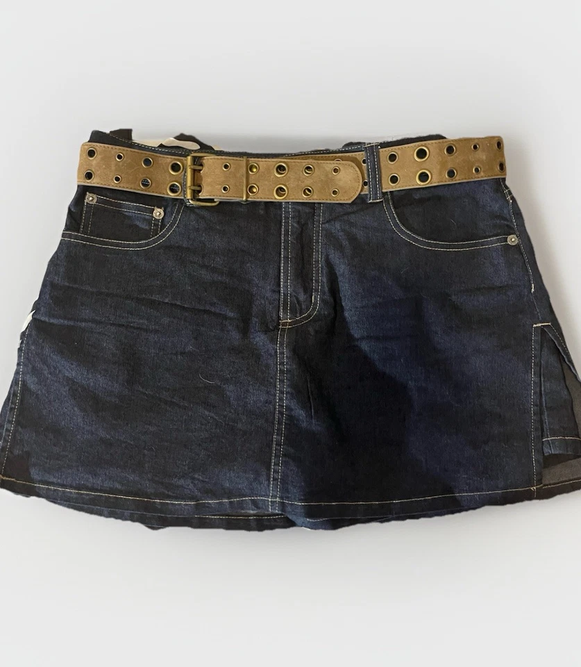 Xhilaration джинсовой ткани юбка W/коричневый искусственной кожи ремень прилагается шорты женский размер 7 - Изображение 1 из 4