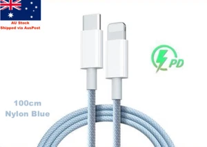 PD 20W Nylon USB-C Type-C Fast Charging Cable100cm For iPhone 14 13 12 11 10 9 8 - Picture 1 of 5