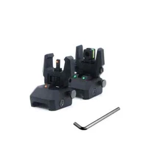 Picatiny Flipup Front & Rear Fiber Optics Dual Aim Mode MGPCQB 20mm Backup Sight - Picture 1 of 5