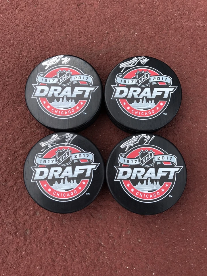 Nikita Popugayev Signed Autographed 2017 NHL Draft Puck NJ Devils PSA/DNA - Image 1 of 1