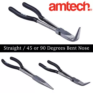 11" Extra Long Nose Pliers Straight 45 Or 90 Degrees Bent Nose Amtech Pliers - Picture 1 of 15