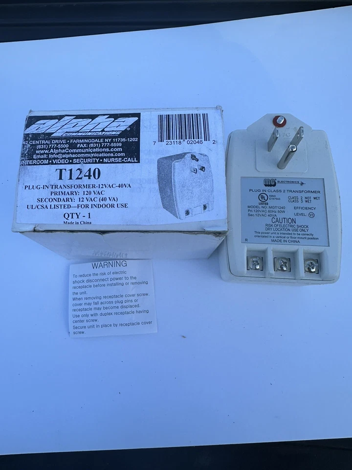 MG Electronics MGT1240 12 Volt 40va Transformer