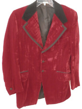 Vintage PALM BEACH Fashions Sport Coat Jacket Blazer Red Velvet Size 40 regular