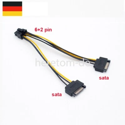 Dual SATA zu 8 Pin (6 + 2) PCI Express PCI-E Video Karte Power Kabel Adapter DE - Bild 1 von 4