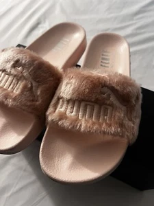 PUMA X FENTY Leadcat - Pink Faux Fur SLIDES w dustbag good preowned condition - Picture 1 of 8