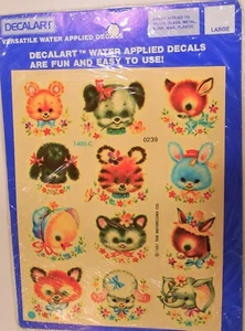 NOS Delacart Meyercord Decals Baby Nursery Animals 12 Designs About 1 3/4" Each - Picture 1 of 1