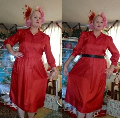 Vestido vintage rojo Leslie Fay años 70 Foto 1 de 2