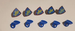 Lego Lion Knight Shield x5 + Blue Minifigure Cape x5 Vintage Classic Castle Rare - Picture 1 of 8