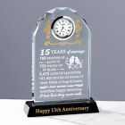 15th Wedding Anniversary Glass Clock Gifts for Her Couple 15 Years for Wife H