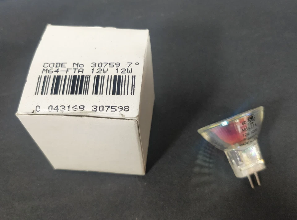 GE Precise 30759 M64-FTA MR11 35mm 12v Halogen Light Bulb 12w 7D Spot Open Front - Image 1 of 3