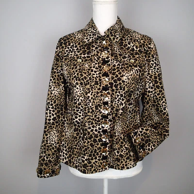 Chaqueta Laura Ashley Leopardo Estampado Animal Abotonada Ligera PL Bling Lentejuelas n Foto 1 de 4