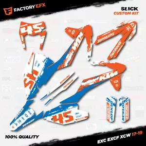 White Org Blue Slick Racing Graphic Kit fit KTM 17-19 EXC EXCF XCW 200 250 300 - Bild 1 von 5