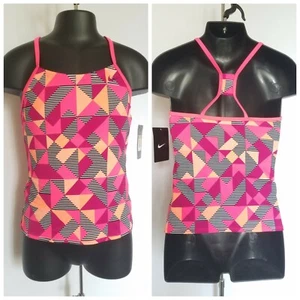 NIKE Girls Kids Youth Size10 Multicolor Geo Print Tank Top Racerback T Shirt $46 - Afbeelding 1 van 6