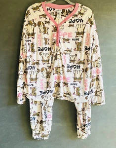 Set Pigiama Grumpy Cat Donna XL Rosa Pile Manica Lunga Pantaloni Nope 1/4 Bottone - Foto 1 di 6
