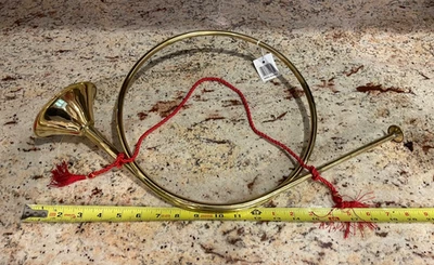 Vintage Solid Brass LARGE French Horn Bugle 20” Christmas Decoration Old stock - Image 1 of 3