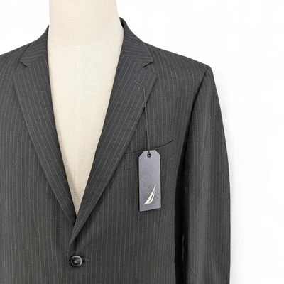 Blazer deportivo de ajuste moderno elástico Nautica para hombre traje chaqueta rayas negras 44 S Foto 1 de 4